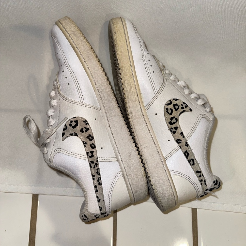 Nike White and Black Cheetah Print Sneakers - Picture 4 of 7